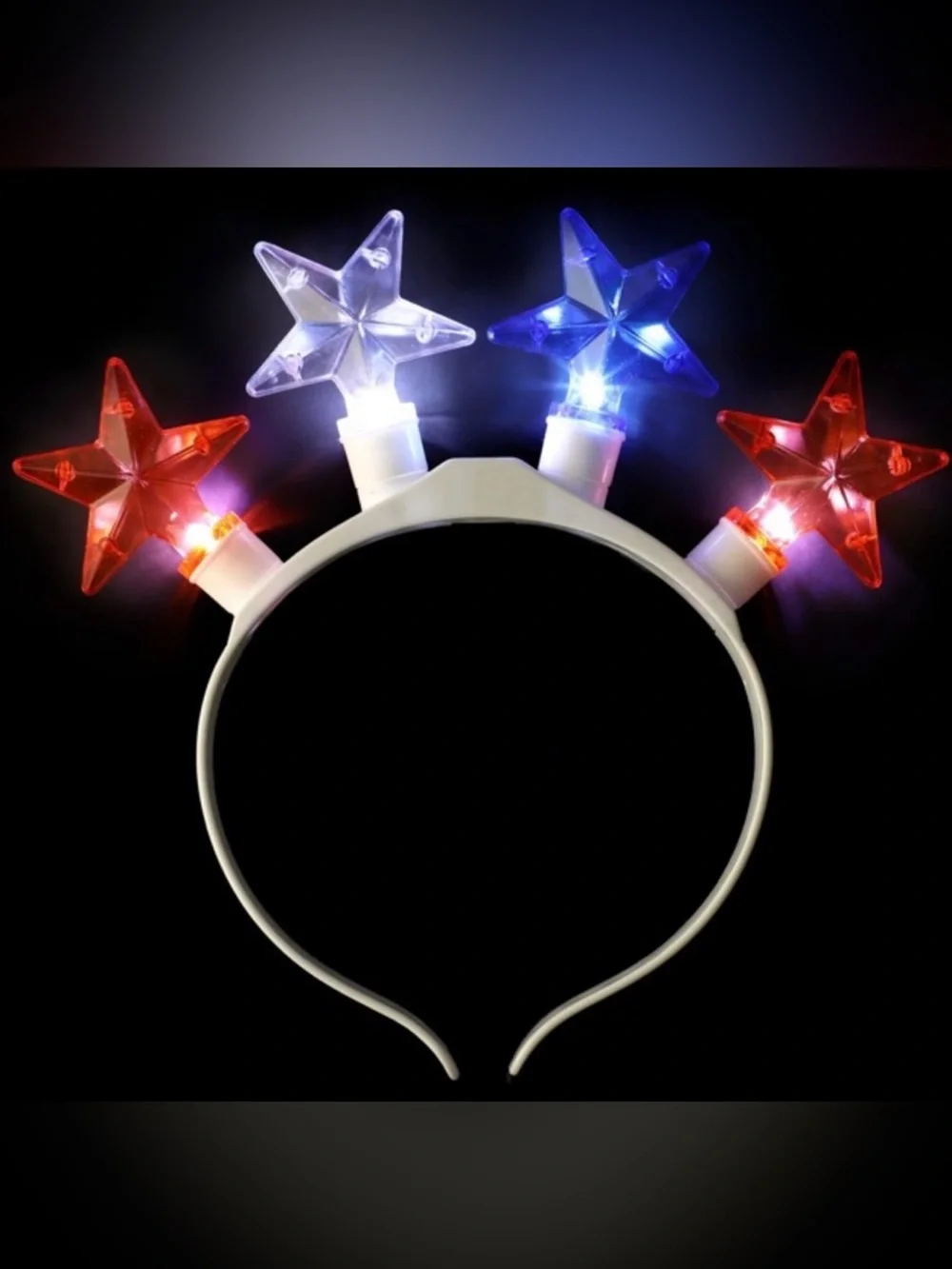 LED Star Headband - Red, White, Blue Light-Up Tiara - Set of 2